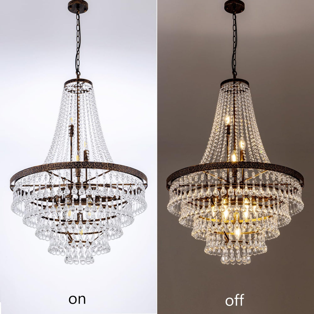 Wellmet French Empire Crystal Chandeliers, Antique Bronze Chandeliers 10 Ligh...