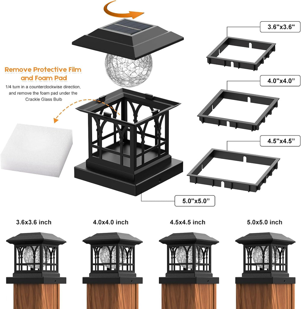 4x4 Post Solar Lights Crackle Glass Solar Post Cap Lights 20 Lumens