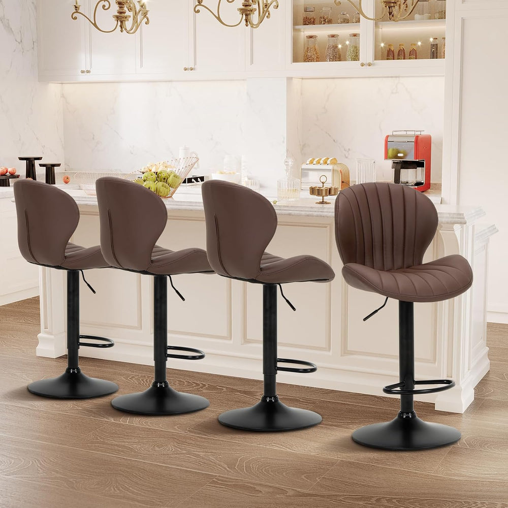 COLAMY Bar Stools Set of 4, Modern Swivel Bar Chairs, Adjustable Faux Leather...