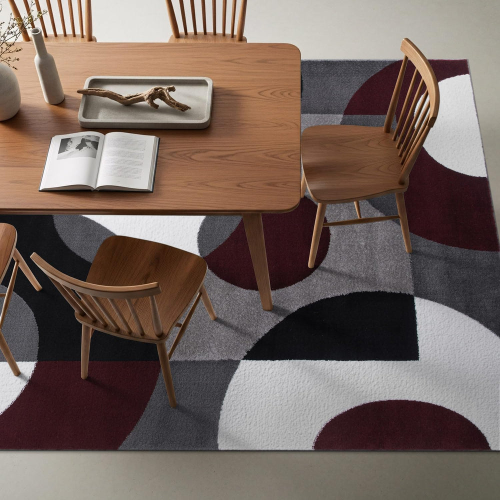 Rugshop Circle Design Contemporary Geometric Area Rug Burgundy 5'3" ...