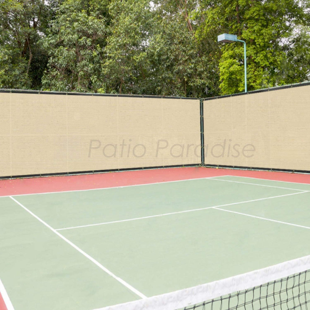 Patio 6 x 20 Fence Privacy Screen Beige Commercial Grade Mesh Shade Fabric wi...