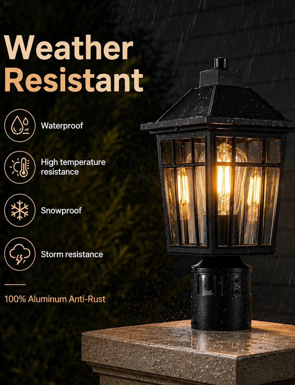 Yisuro 360°Motion Sensor Outdoor Post Light, Dusk to Dawn Hardwired Pole Lant...