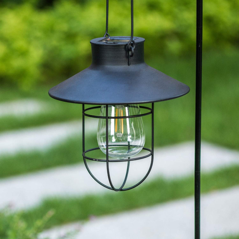 2 Pack EKQ Hanging Solar Lights Lantern Lamp with Shepherd Hook, Metal Waterp...