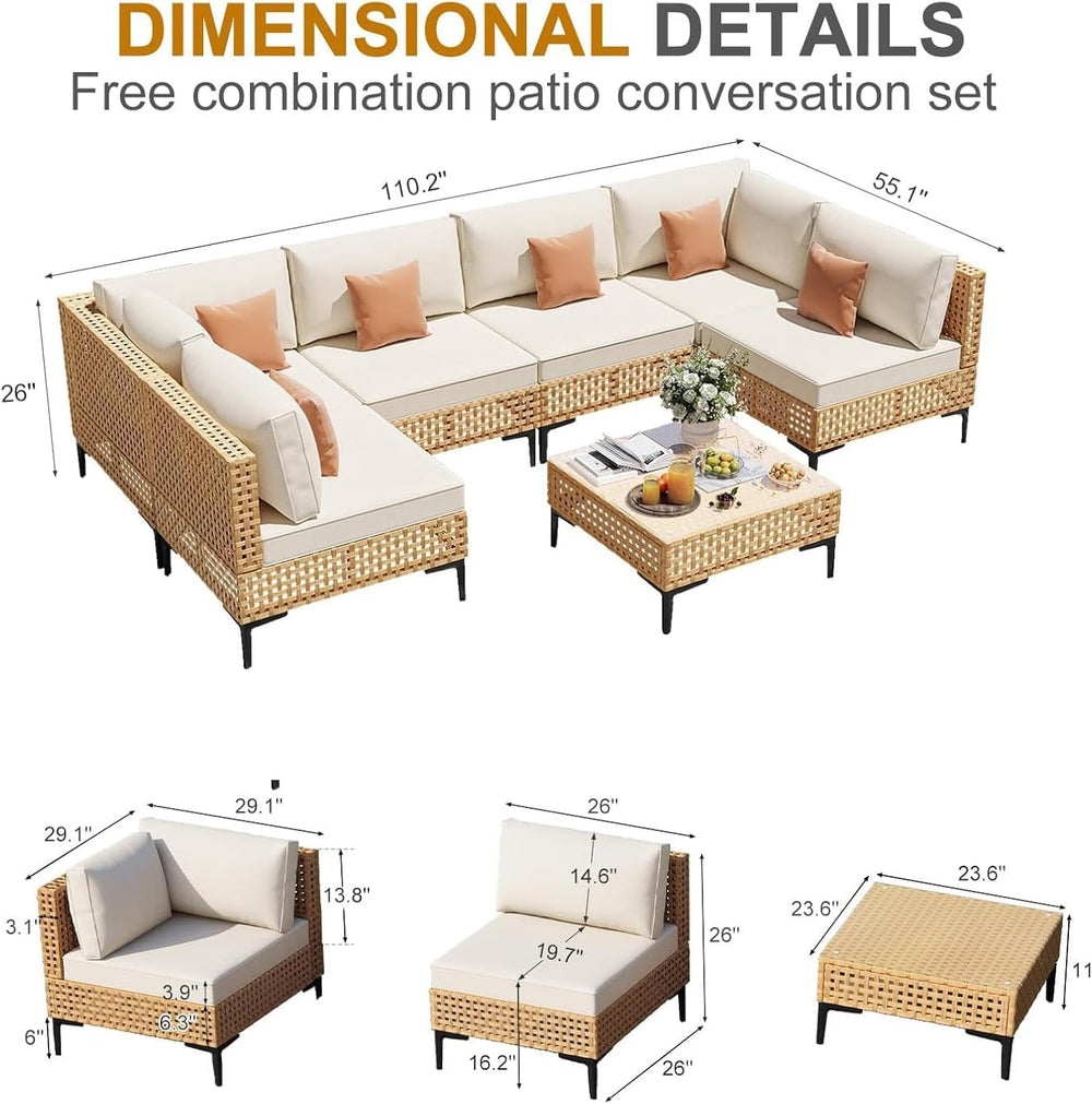 Patio Furniture Set 9 Piece Large Modular Outdoor Sectional Free Combination ...