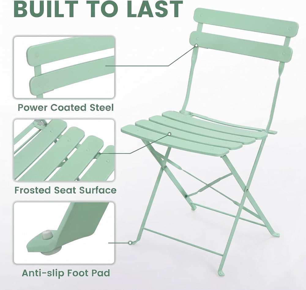 Kromax Outdoor 3Piece Patio Bistro Set,Folding Bistro Table and Chair,Green
