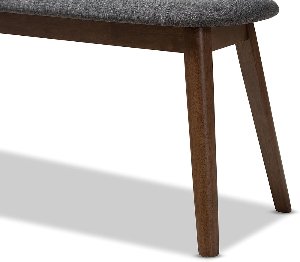 Baxton Studio Easton Mid-Century Modern Dark Grey Fabric Upholstered Walnut F...