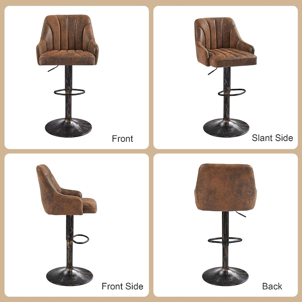 VECELO Bar Stools Set of 2, Adjustable Counter Height Barstools with Back and...