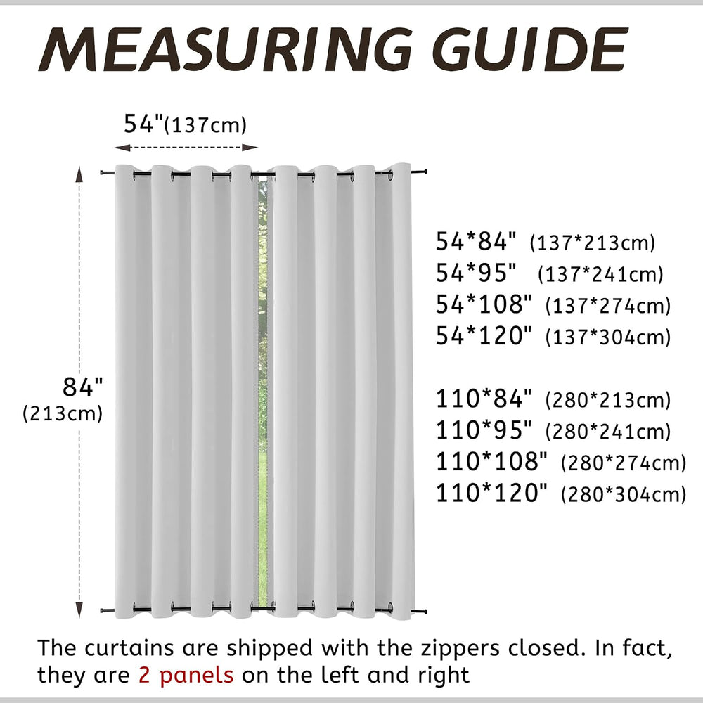 Arfntevss Outdoor Curtains for Patio Waterproof 2 Panels Blackout Curtains 84...