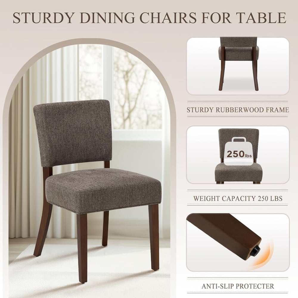 COLAMY Upholstered Dining Chairs Set of 2, Fabric Kitchen Chairs with Padded ...