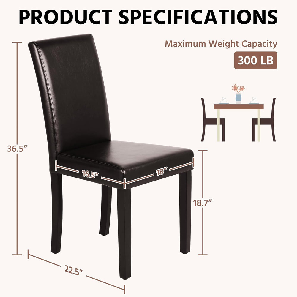 Yaheetech Dining Chairs Set of 4 Upholstered Kitchen Chairs Dark Brown