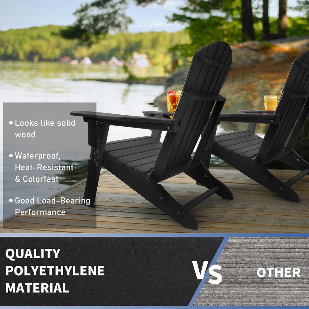 Oversized Folding Adirondack Chair Set of 4 with Adjustable Backrest 400LBS