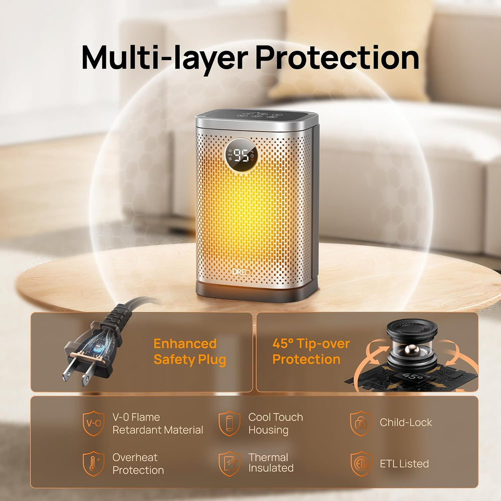 DREO Space Heater for Indoor, Portable Heater, 1500W Compact Ceramic Convecti...