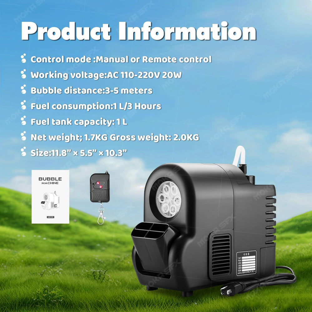 Moka Intelligent Fuel-efficient Bubble Machine with Remote Control & Batt...