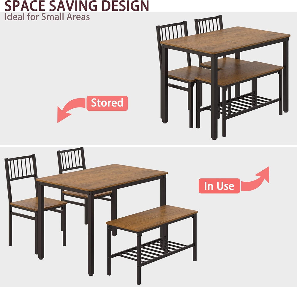 Teraves Dining Table Set for 4/Computer Desk,Kitchen Table with 2 Chairs and ...