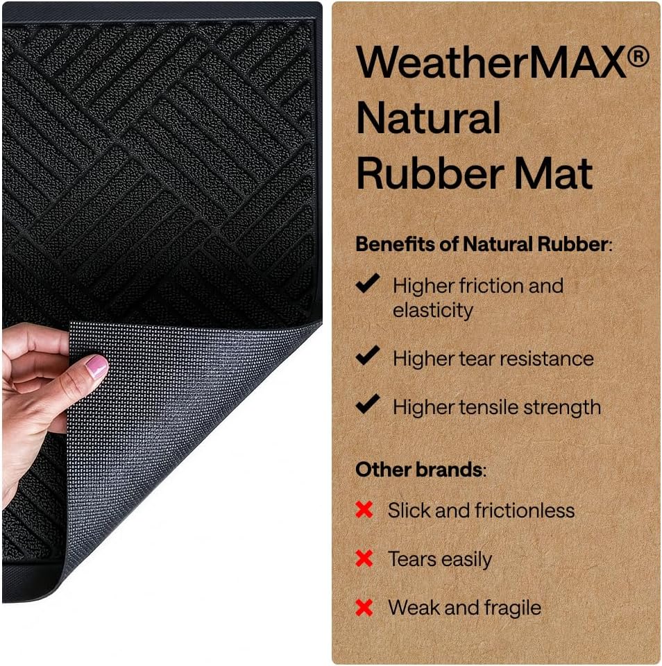 GORILLA GRIP WeatherMAX Door Mat, Indoor Outdoor Use, 35x23, Black Diamond