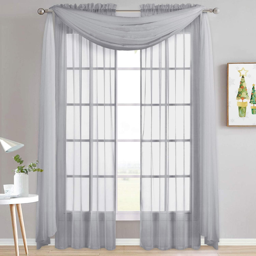 NICETOWN Sheer Window Scarfs W60 x L216 for Normcore Design, Voile Textured S...