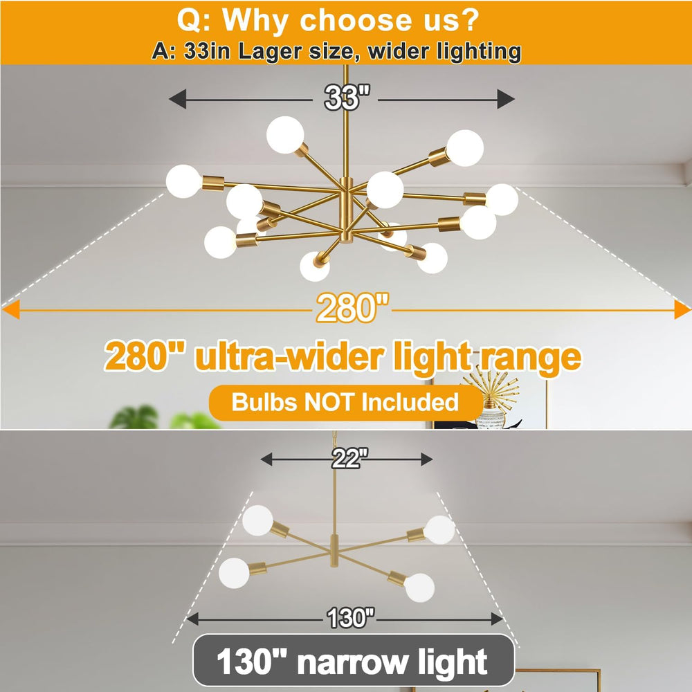 11"-52" Height Adjustable Modern Chandelier Ceiling Light Fixture, ...