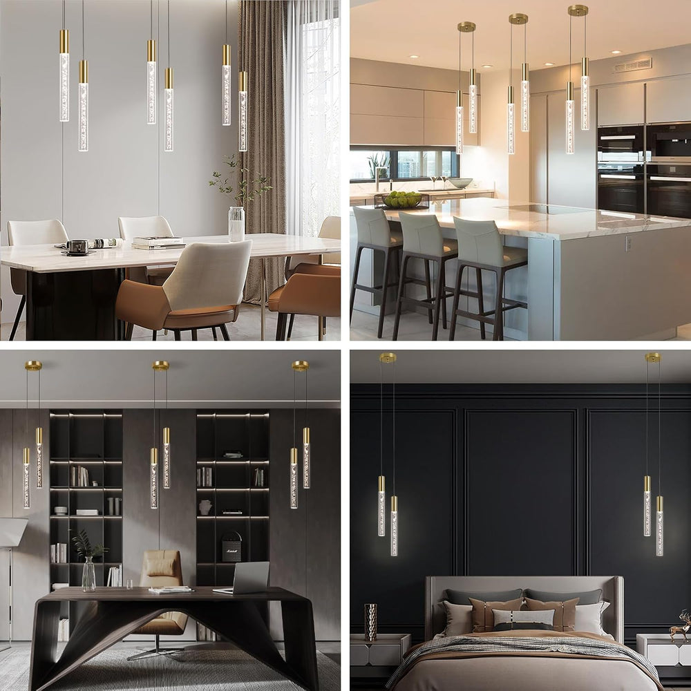 Modern 2-Light Gold Pendant Light Fixture for Kitchen Island, 3-Color LED Acr...