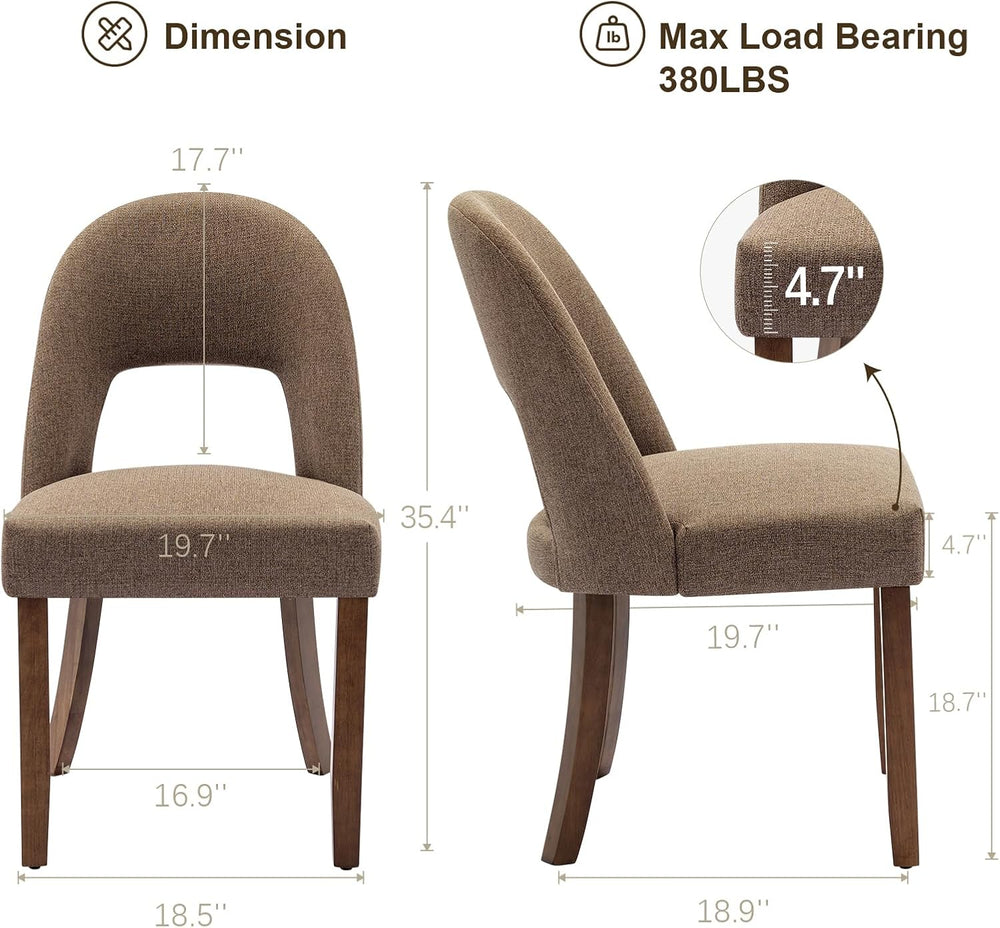 Wooden Dining Chairs Set of 8, Upholstered Kitchen Chairs with Walnut Wood Le...