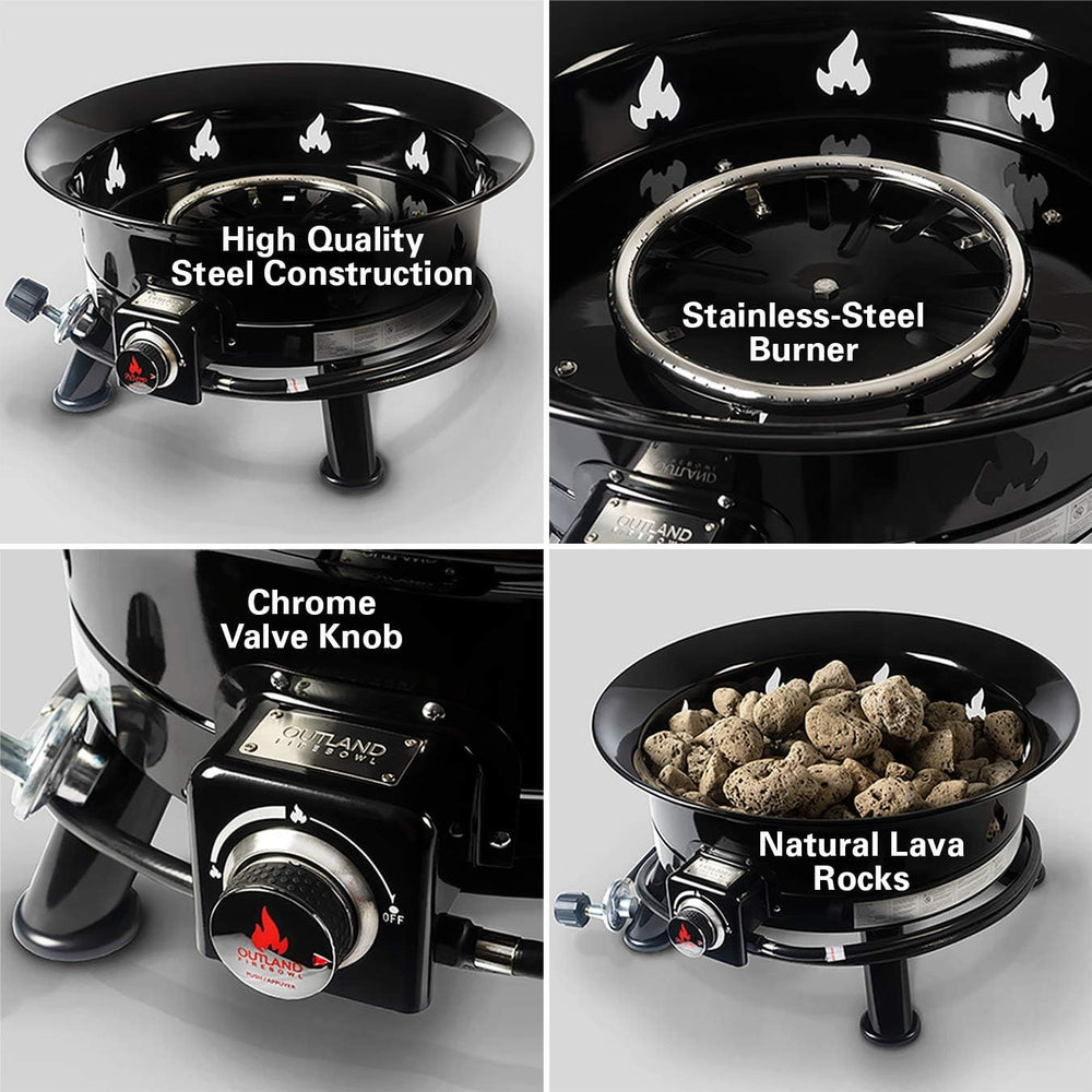 Outland Living Firebowl Smokeless Fire Pit, Round Outdoor Portable Propane Ga...