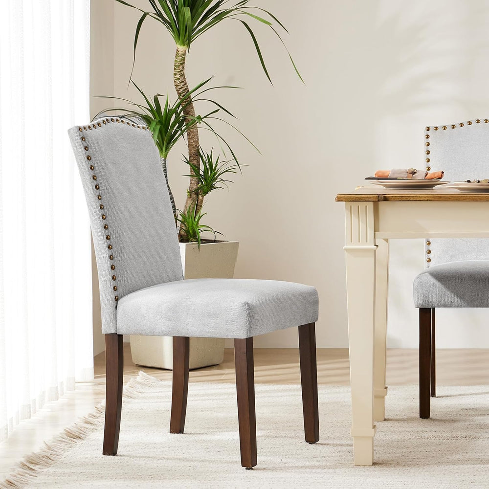 DUMOS Dining Chairs Set of 6, Upholstered Accent Chair, Light Grey