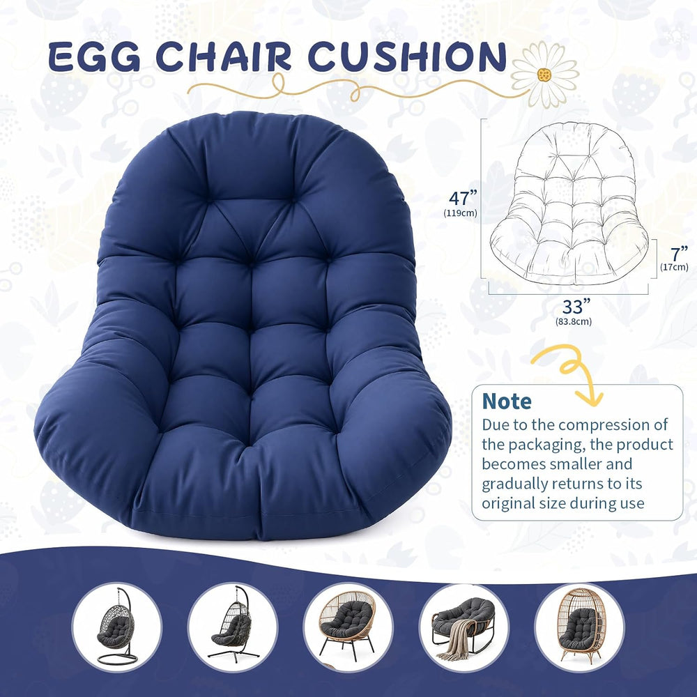 Outdoor Egg Chair Cushion Replacement, Waterproof Hanging Chair Cushion with ...