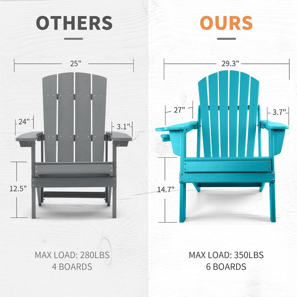FUNBERRY Oversized Adirondack Folding Chair, Fire Pit Chairs 400LBS