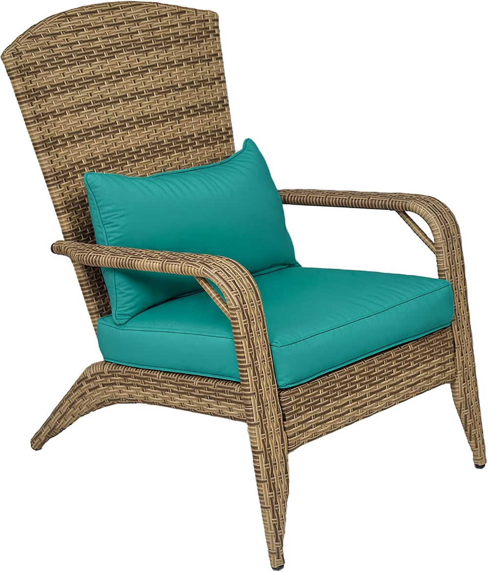 Outsunny Patio Wicker Adirondack Chair Outdoor Sky Blue