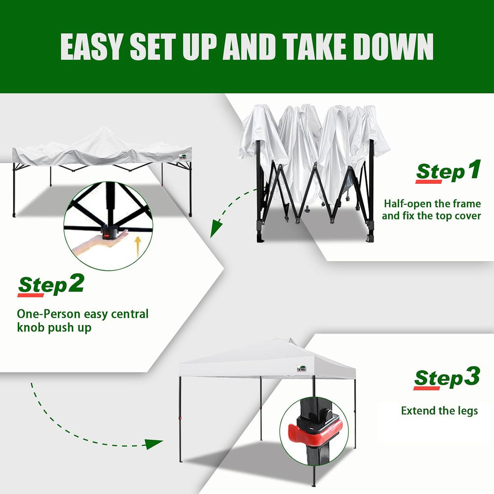 Eurmax USA NOMATTER ONE-Person Open&Close 10x10ft Pop Up Canopy Tent,Port...
