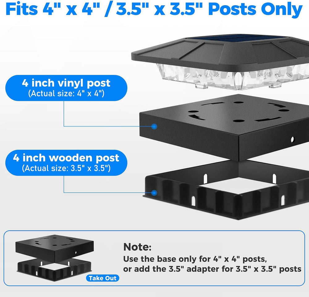 Peasur 12 Packs 4x4 Solar Post Cap Lights with 3 Lighting Modes