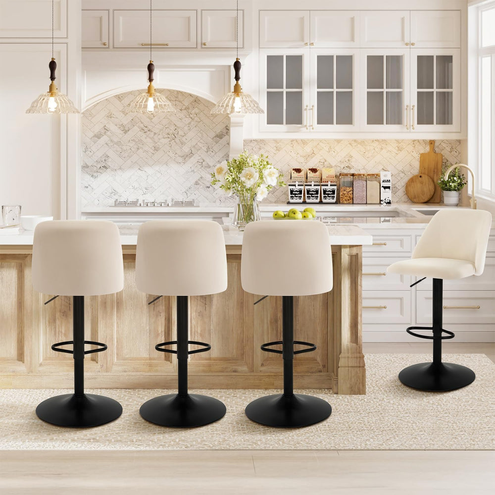 COLAMY Bar Stools Set of 4, Modern Swivel Bar Chairs, Adjustable Upholstered ...