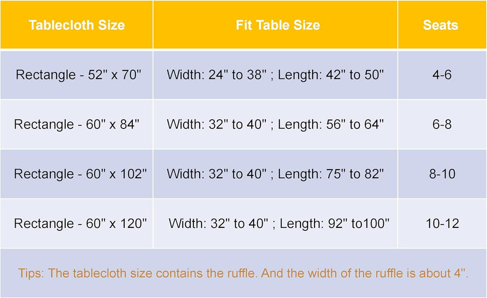 Striped Cotton Blend Tablecloth 60" × 120" Ruffled Table Cloth Wash...