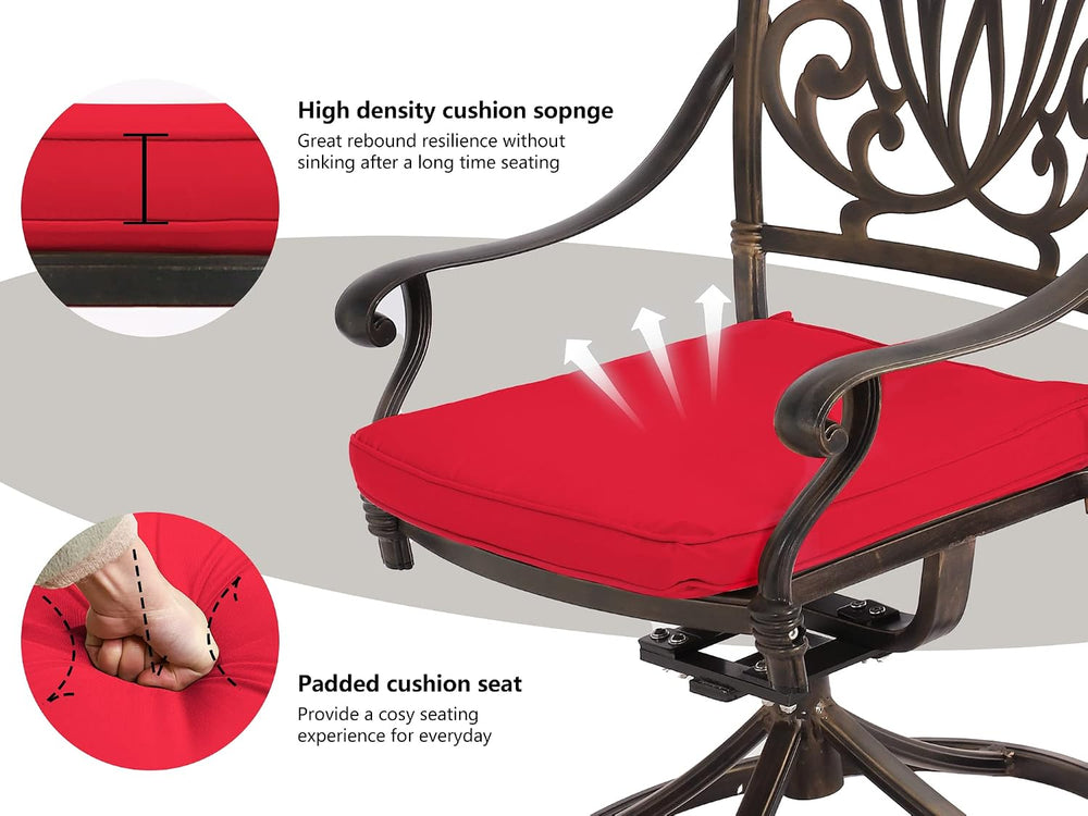 Grepatio 5 Piece Cast Aluminum Patio Dining Set, Outdoor Furniture Set with 4...