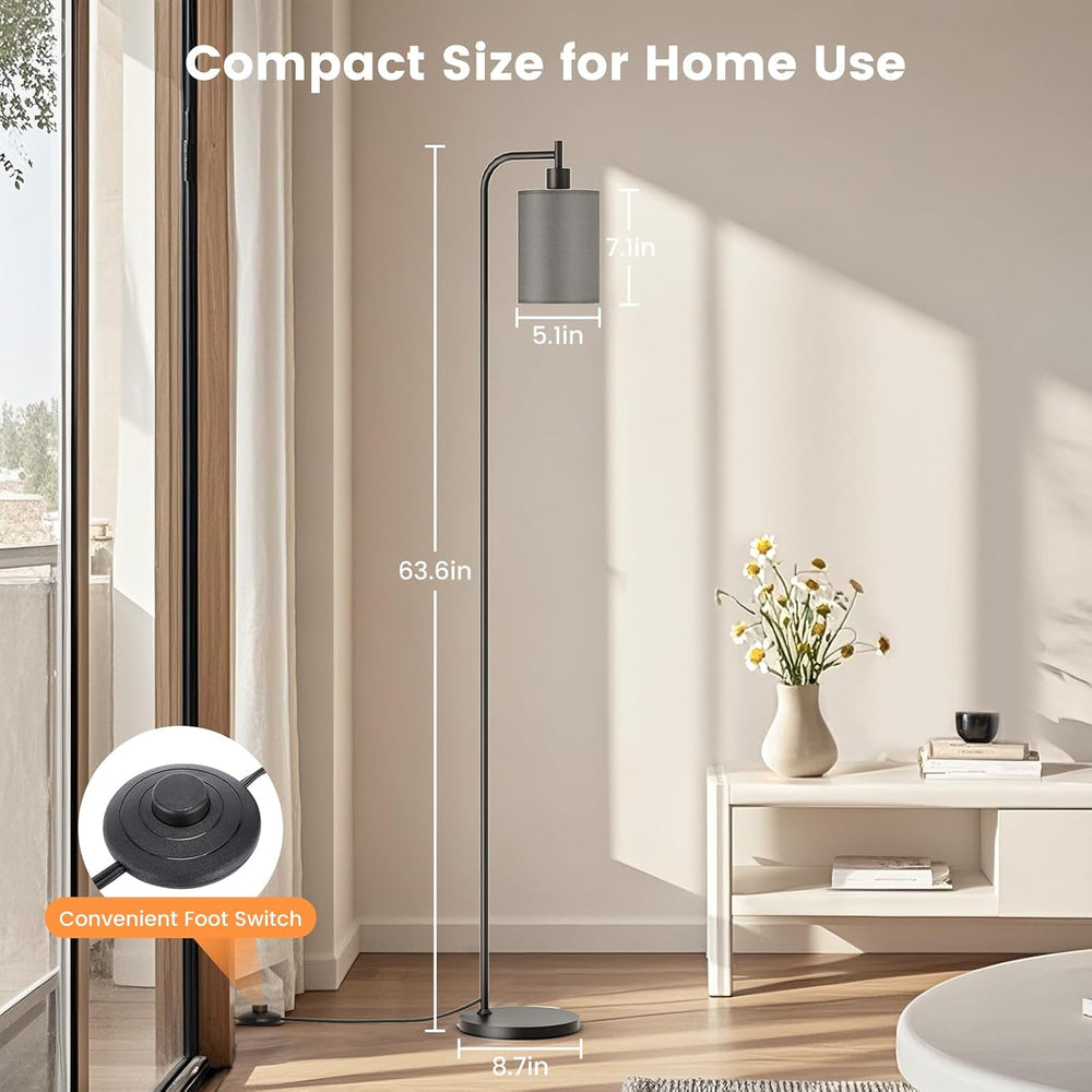 SIBRILLE Floor Lamp with Linen Shade, Dimmable Tall Standing Lamp with Remote...