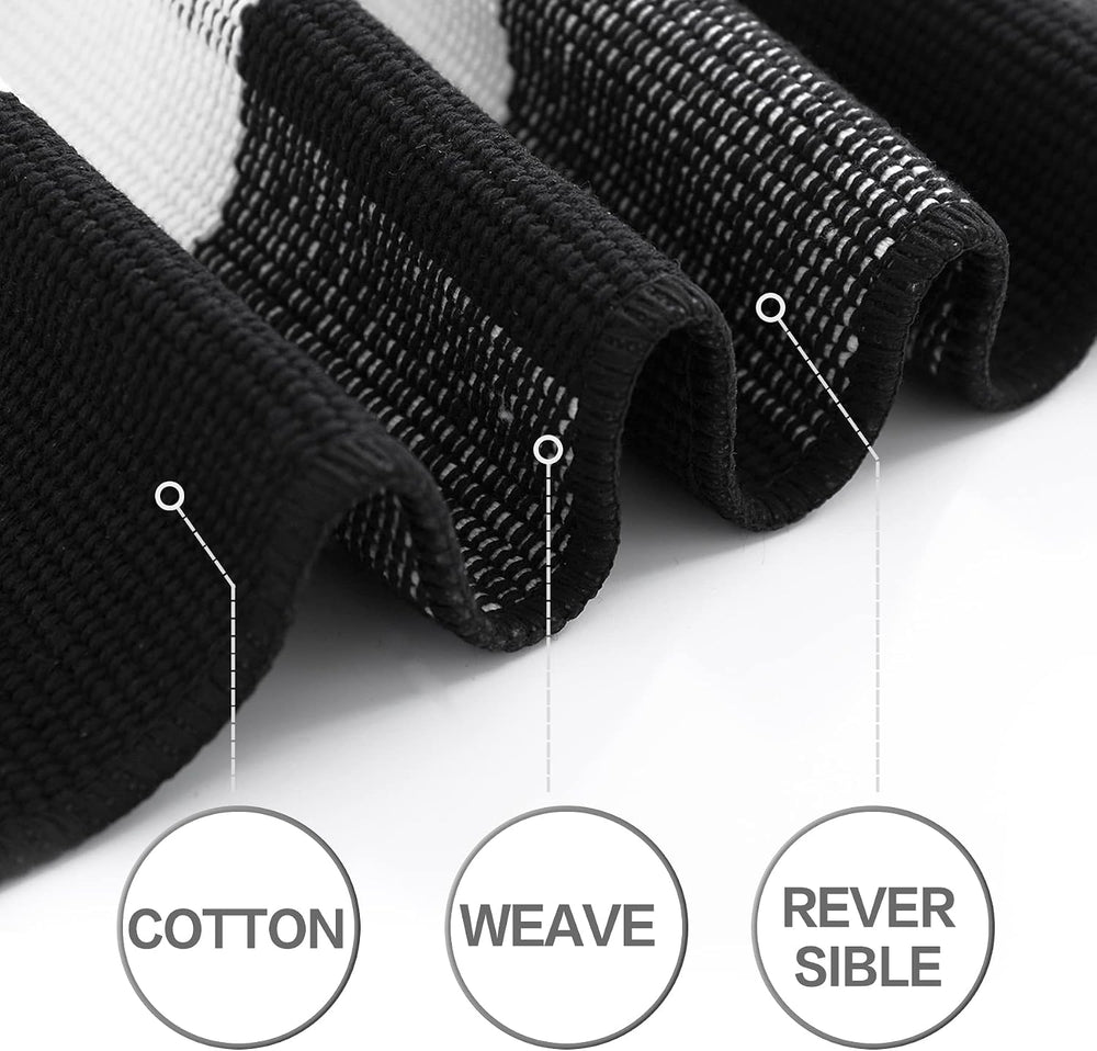 MUBIN Fall Decor Cotton Buffalo Plaid Rug, 3' x 5' Black and White Ou...