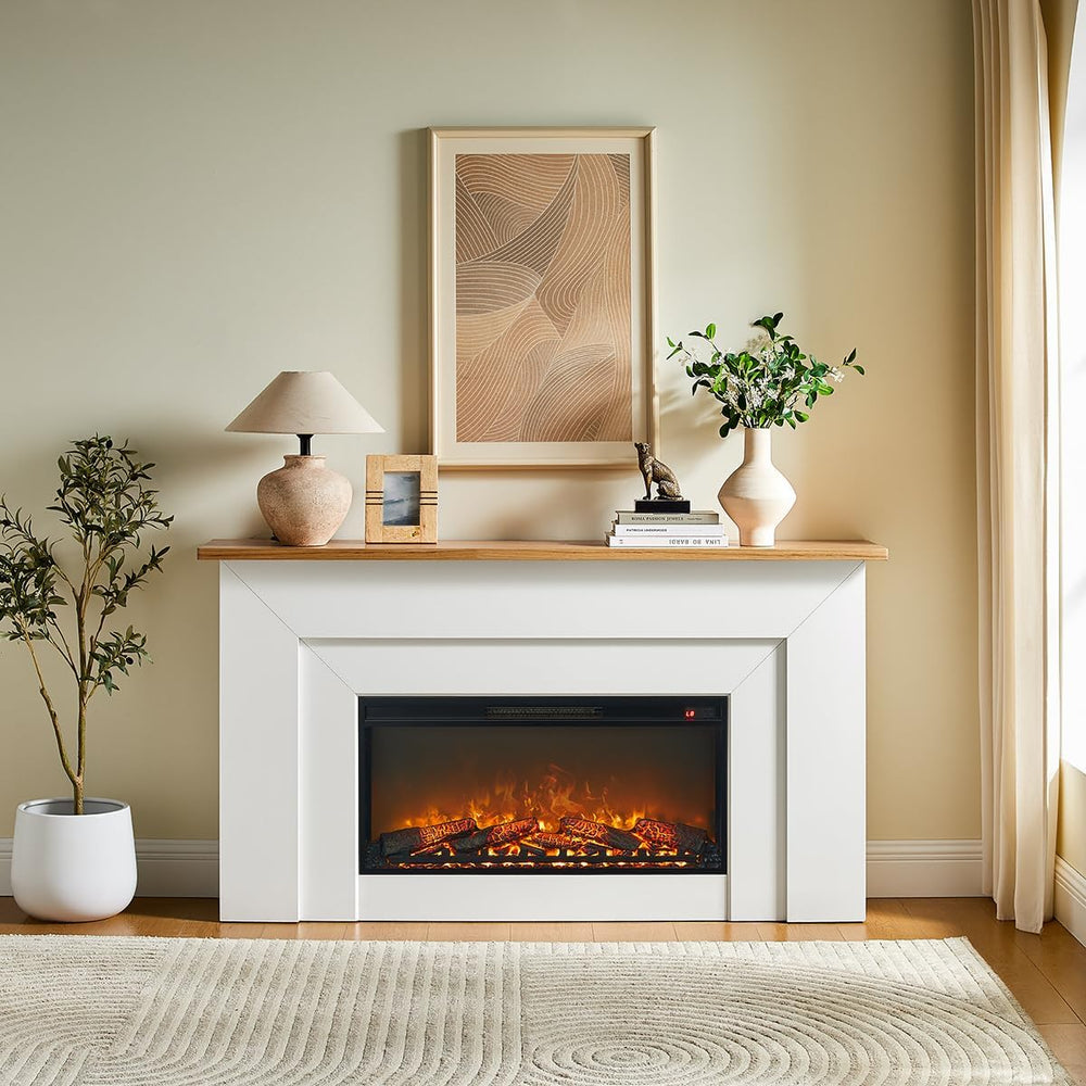 Bowery Hill 64" Freestanding Electric Fireplace with Wood Mantel, Realis...