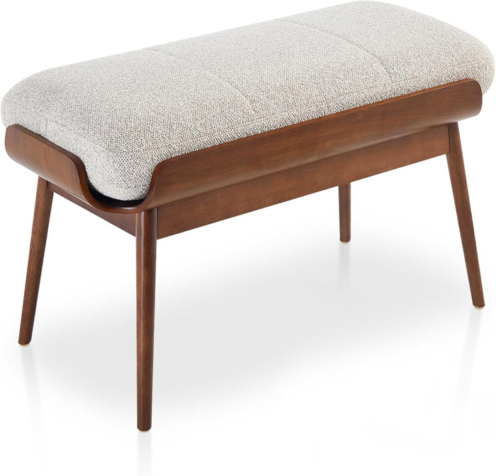 BFZ 37.4" Upholstered Bedroom Bench Walnut Wood Frame Entryway Bench