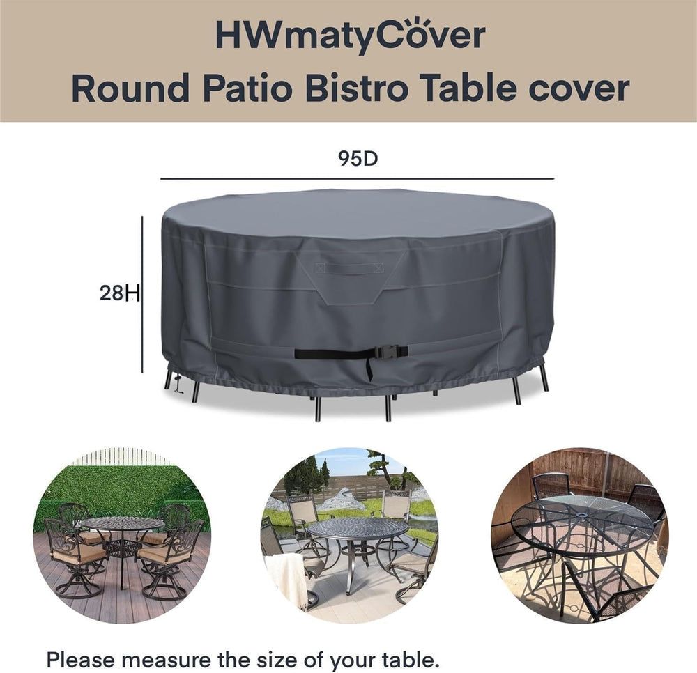 Round Patio Dining Set Cover 95" Table & Chairs Waterproof