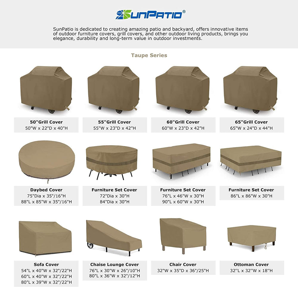 SunPatio Outdoor Chair Covers Waterproof, Heavy Duty Patio Lawn Furniture Cov...
