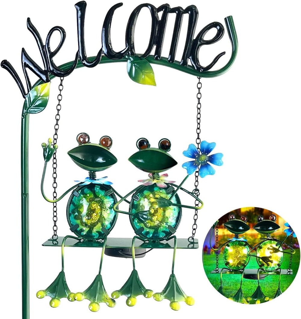 HONGLAND Solar Lights Outdoor Waterproof, Frog Swing Garden Decor, Frog Decor...