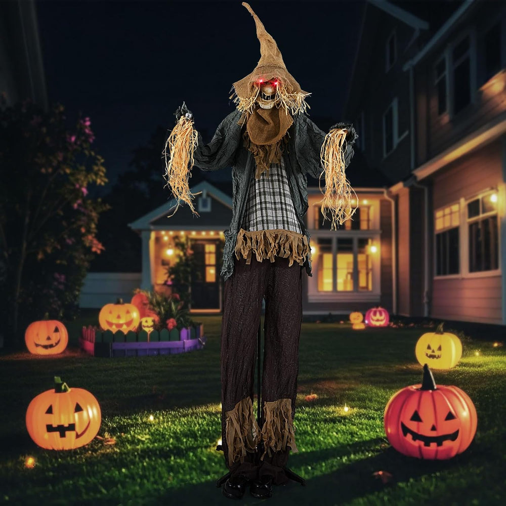 Moccha Standing Scarecrow Halloween Decorations - 7 FT Sound-Activated Ghost ...