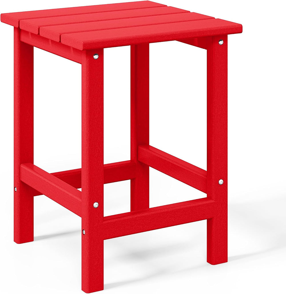 HDPE Laguna 3PC Outdoor Poly Adirondack Chair Set with Side Table, Red