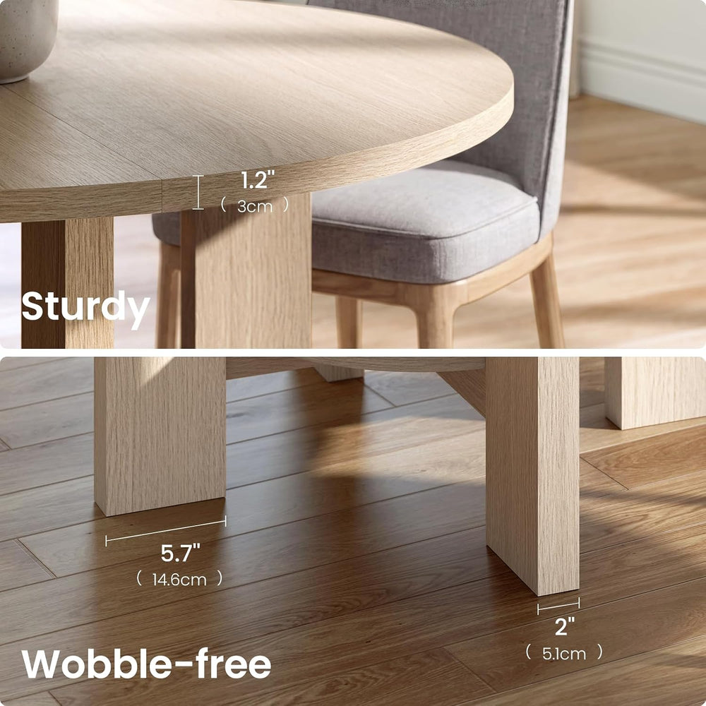 ModernMate 47 Inches Round Dining Table for 4-6 People, Wood Circle Kitchen T...