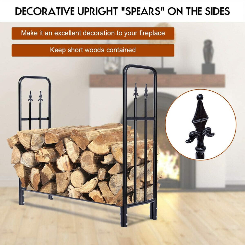 Goplus Firewood Log Rack Indoor Outdoor Fireplace Storage Holder Logs Heavy D...