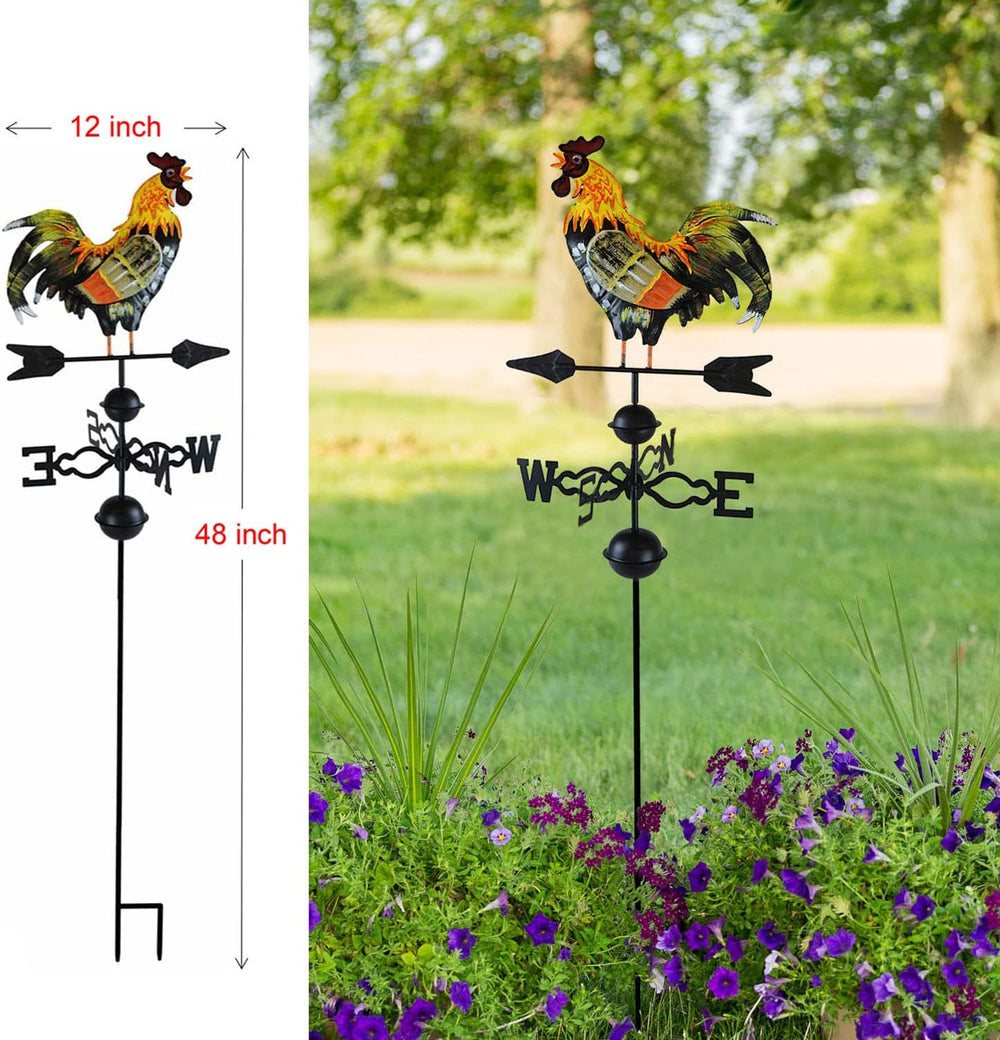 48 in. Metal Weather Vane for Garden Decor Farmhouse Decorative with Rooster ...