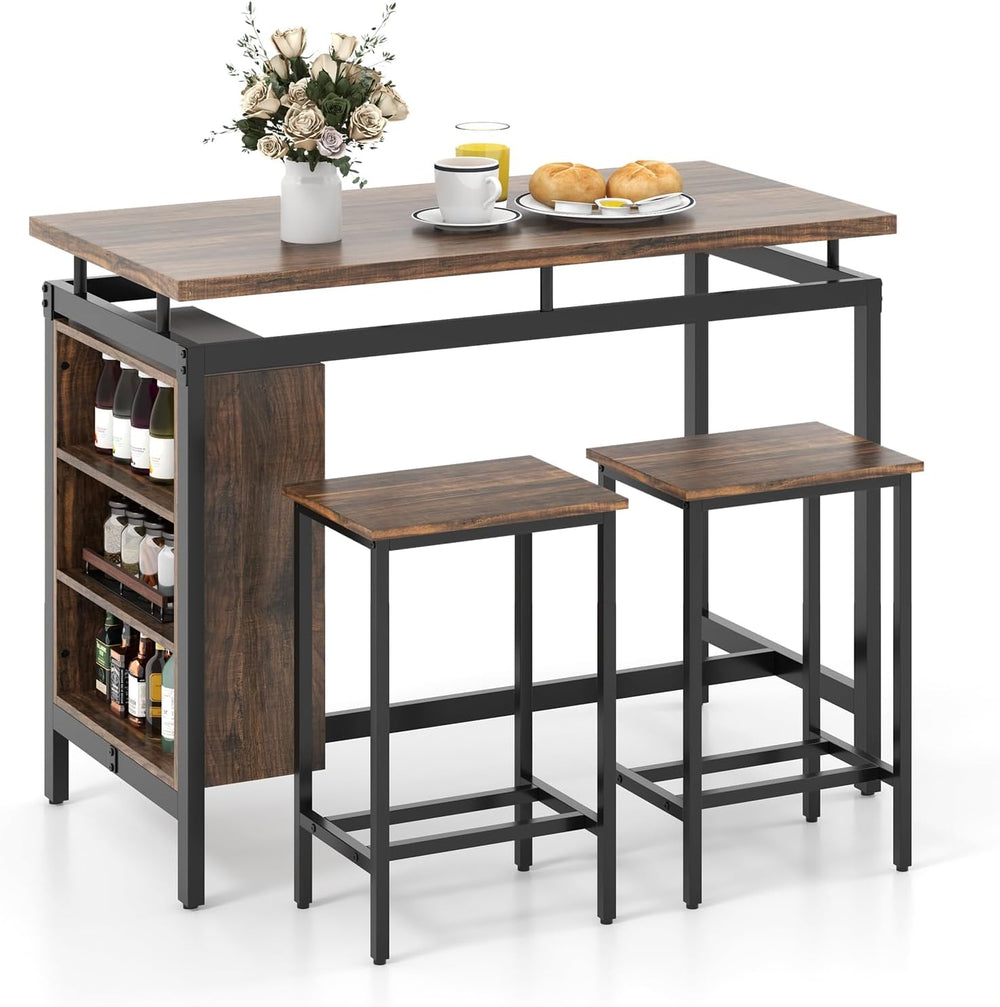 GIANTEX 3-Piece Dining Table Set - Counter Height Dining Table Set with 2 Bar...