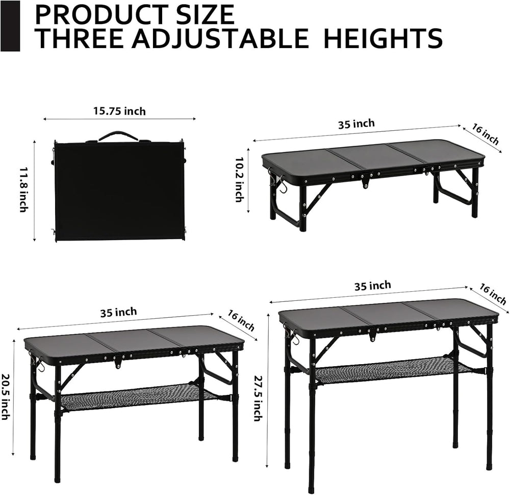 YihuiKo Folding Picnic Table with Storage Net, Foldable Camping Table