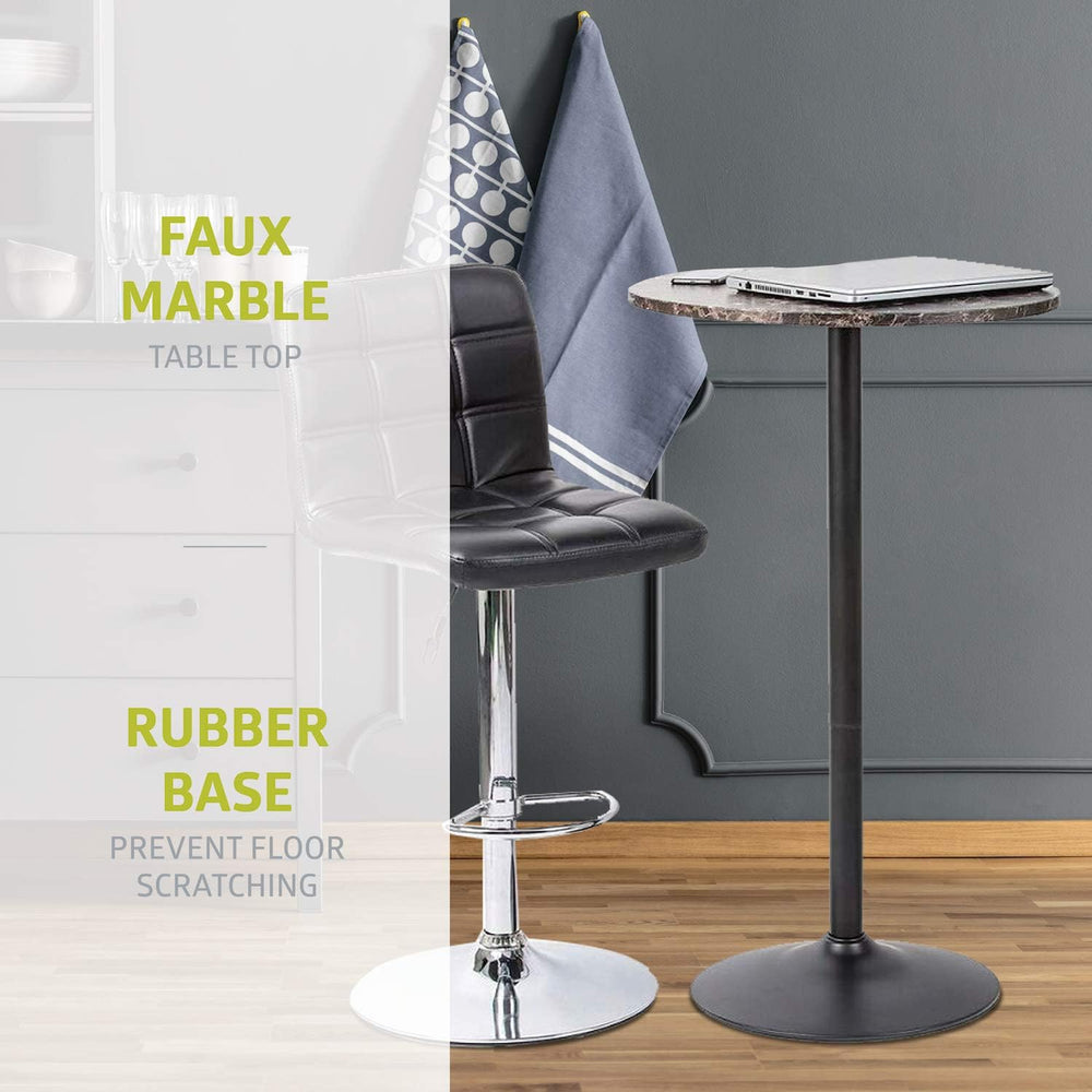 Pearington Lucia Round Cocktail Bar, Pub, and Bistro Table with Faux Marble T...