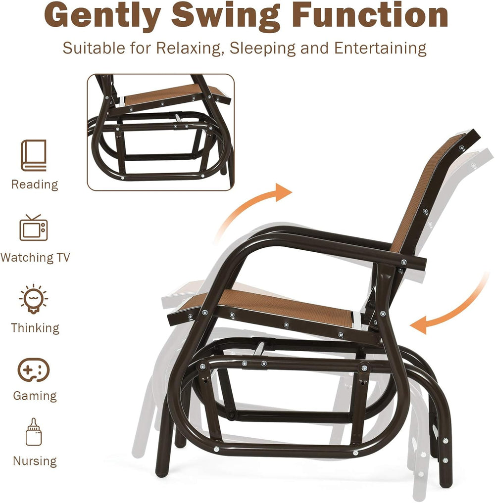 S AFSTAR Outdoor Patio Glider Chairs Set of 2, Porch Glider Swing with Breath...