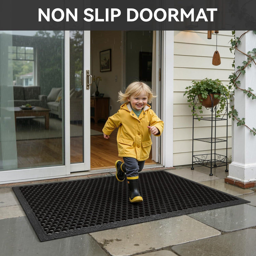 RESARE Front Door Mat Non Slip, 36"x24" Rubber Doormat Outdoor-Entr...